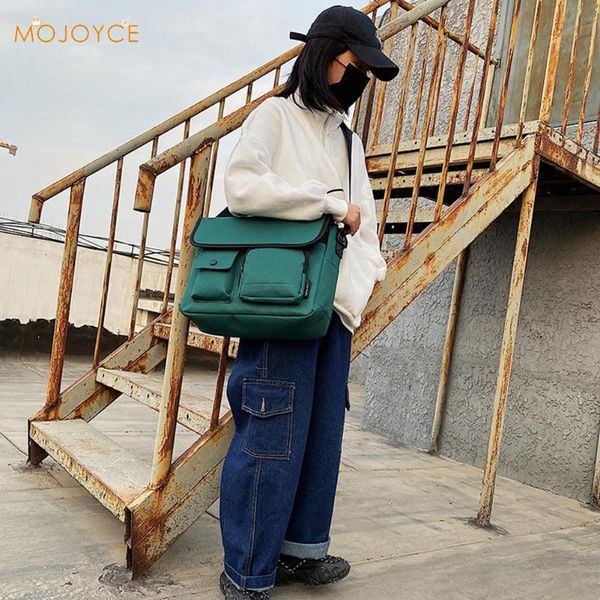 

casual nylon travel shoulder bag for women men solid color large capacity multi-pocket messenger bags