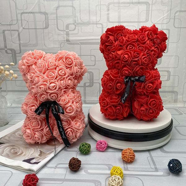 

artificial pe bear gift 25cm women flower foam christmas gifts for rose girlfriend plush bear kid rose qhvac
