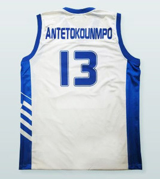 

#13 antetokounmpo hellas eurobank greece jerseys sewn any name mens white stitched basketball jerseys, Gray