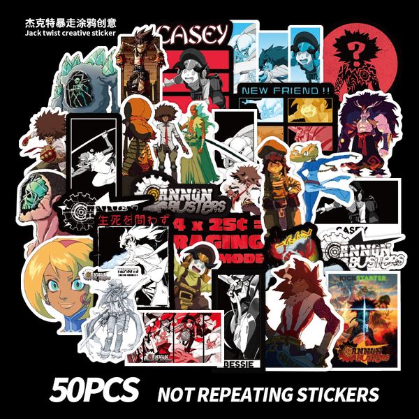 

50 pcs mixed car stickers cannon busters anime for skateboard lapfridge helmet pad bicycle bike motorcycle ps4 notebook guitar pvc decal