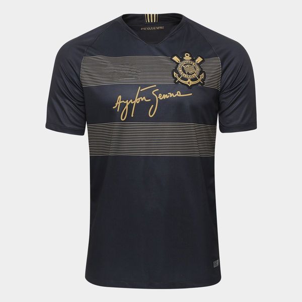 

corinthians ayrton senna soccer jerseys luan pedrinho futbol camisas football camisetas shirts kits maillot maglia, Black;yellow