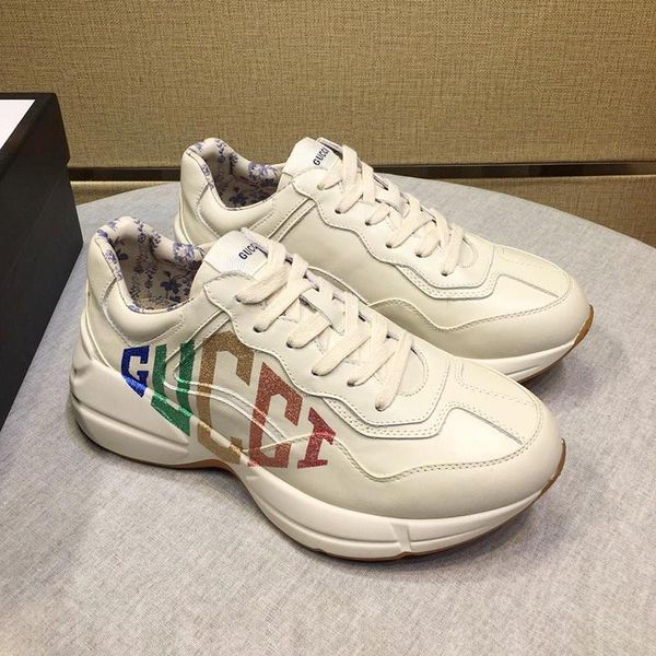 

new fashion womens shoes casual fashion footwears zapatos de mujer athletic fitness outdoor with box women 's rhyton sneaker leather w, Black