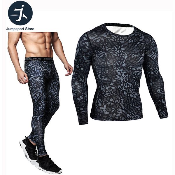 

running sets men's quick dry compression t shirts and pants sportswear jogging leggings tracksuit male gym fitness clothing, Black;blue
