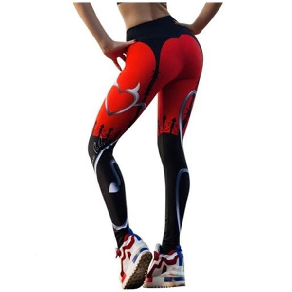 

2020 spring and summer new love stitching printing elasticity woman ankle length leggings fashion casual fitness fitting ladies pants, Black