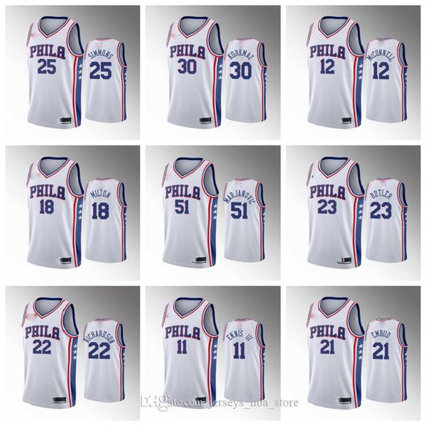 

philadelphia76ersmen al horford 2019-20 white jersey ben simmons joel embiid tobias harris josh richardson markelle fultz bolden, Black;red