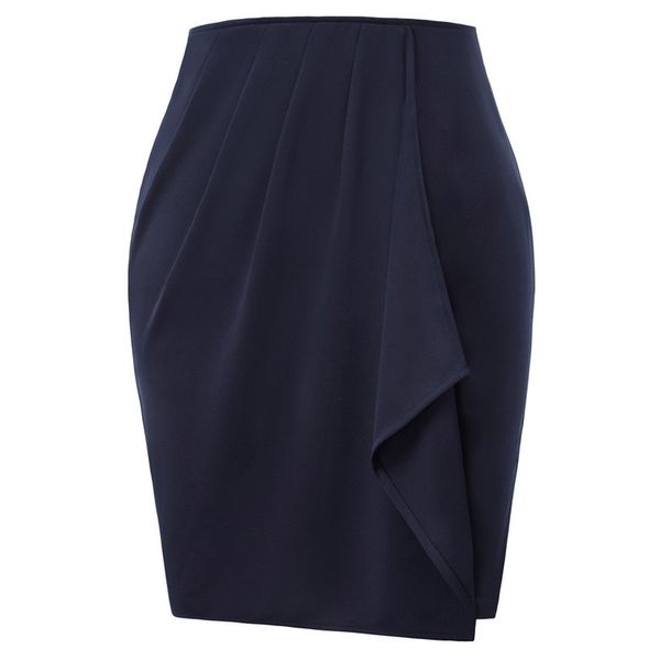 

women skirt mini casual ruffled decorated pleated pencil skirt hips wrapped elastic waist fashion summer lady girl short skirts, Black