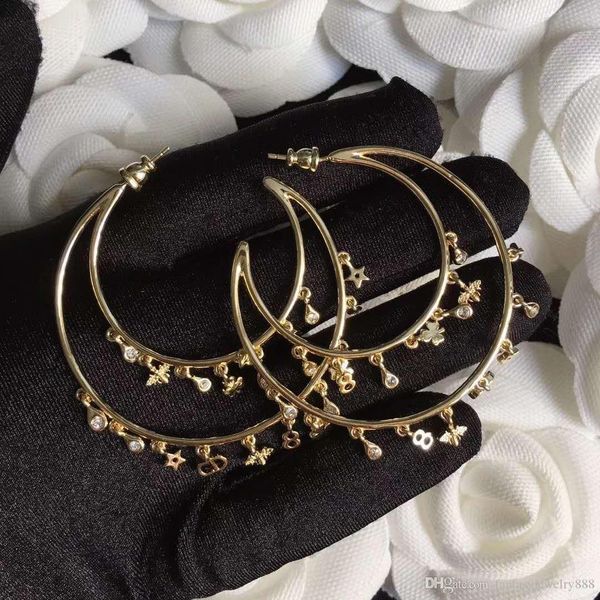 

european and american fashion new circle bee earrings luxury custom brass with s925 silver needle ring earrings, Golden;silver