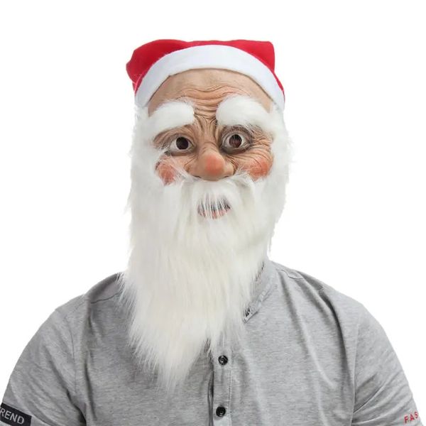 Decorazione della casa per la festa di Natale Maschera per il viso di Babbo Natale con puntelli di giocattoli cosplay per barba