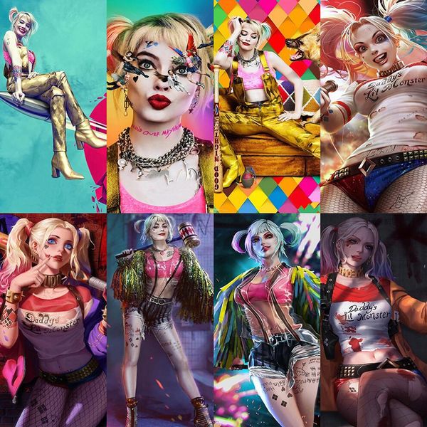 

suicide squad harley quinn movie posters joker women canvas painting cuadros wall art for living room home decor (no frame)