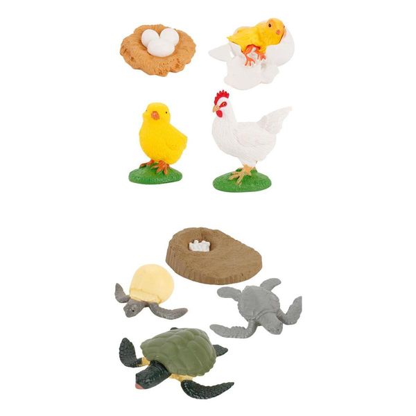 

kids toy simulation animal figures set growth process cock/turtle