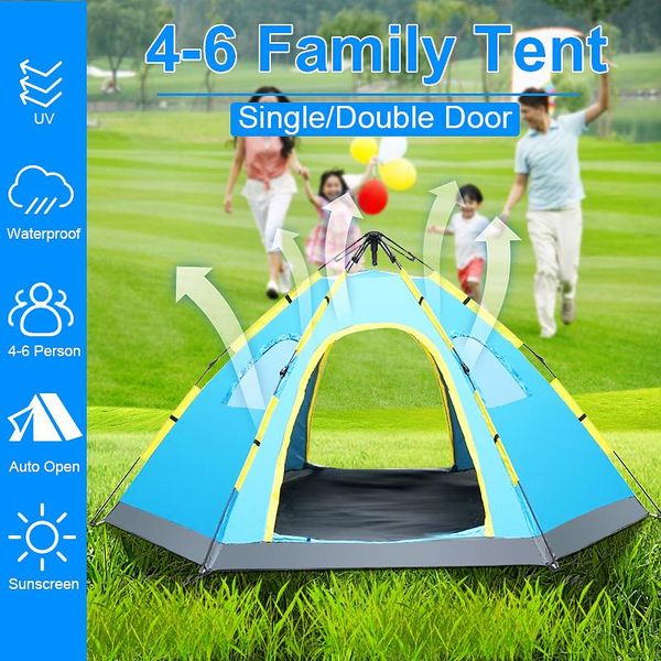 

tents and shelters outdoor folding tent sunscreen ultralight automatic family camping equipment double large area waterproof pu fabric
