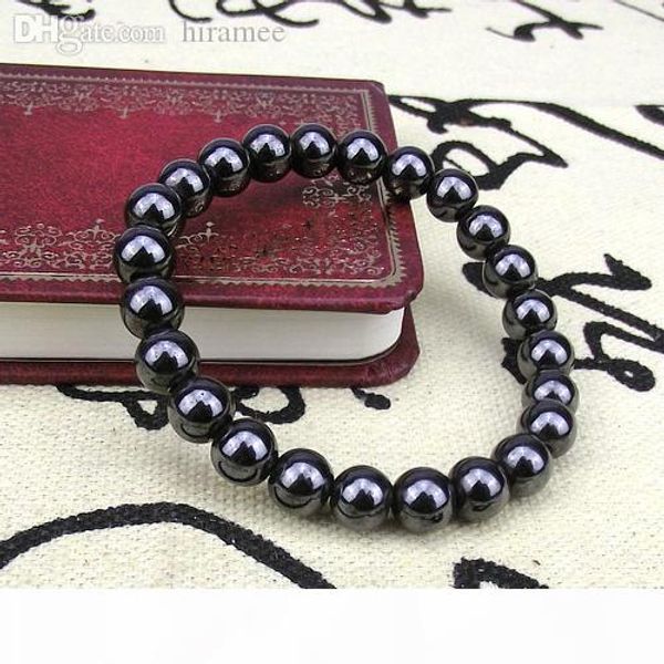 

wholesale-women black 6 8 10 cool magnetic bracelet beads hematite stone therapy health care magnet hematite beads bracelet men's, Golden;silver