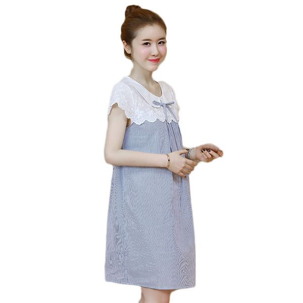 

maternity dresses for women pregnancy dress fashion striped pregnant plus size cloth clothes, White