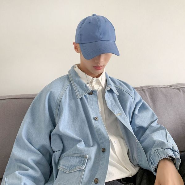 

2020 spring and autumn new youth popular loose solid color simple denim jacket fashion casual jacket sky blue/blue s-2xl, Black;brown