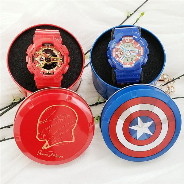 

shock 110 marvel hero men's sport watches g style shock watch good gift all functional work multifunctional led watch marvel limited ed, Slivery;brown