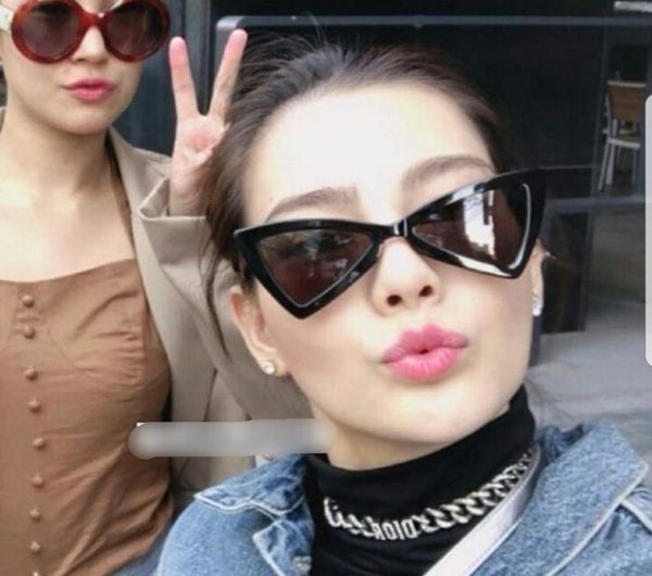

cat eye small sunglasses women brand designer luxury leopard red triangle stylish cateye sun glasses female gift uv400, White;black