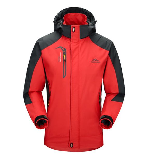 

outdoor men's autumn winter coat breathable hat removable no inner bag, clothes pocket three hiking thin jacket, Blue;black