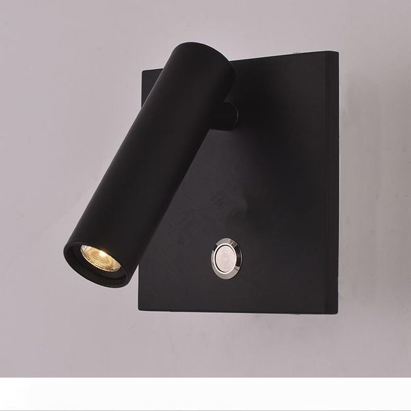 

ch l lamp sconce light 3w led switch on off dimming chrome black head swivels 90deg. right left forward ac100-240v dc12v