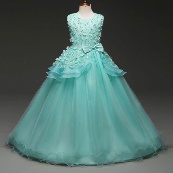 

Beautiful Sleeveless Flower Girl Dress Lace For The Wedding Princess Dress for the First Communion Ball Gown Vestido Comunion Costume