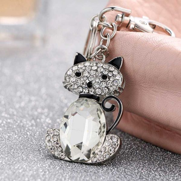 

2020 noenname_ new cute girls like it, friends together with cute crystal cat keyring bag keyring ing, Silver