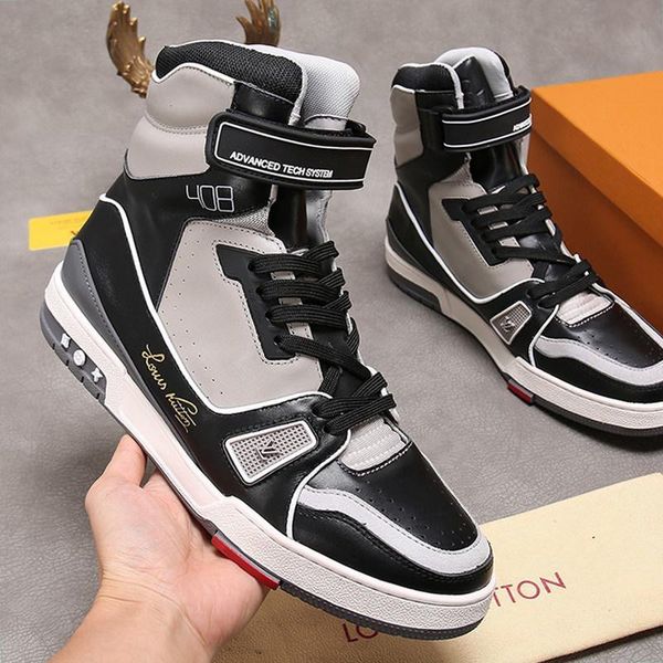 

new 2021 mens shoes trainer sneaker mid -mens shoes boots luxury design bottes hommes casual mens shoes with origin box chaussures homme, Black