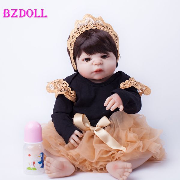 

55cm full body silicone reborn baby doll toys lifelike baby-reborn princess doll child birthday christmas gift girls brinquedos t200712, White