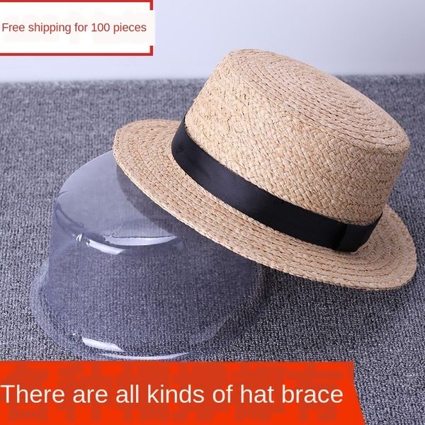 

holder plastic household paper support appearance support straw forward children's big flat straw hat flat hat, Blue;gray