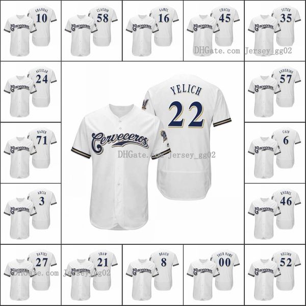 

milwaukee пивоваров мужчины # 22 christian yelich 8 райан браун 52 джимми нельсон женщина молодежь латиноамериканского наследие flex base по, Black