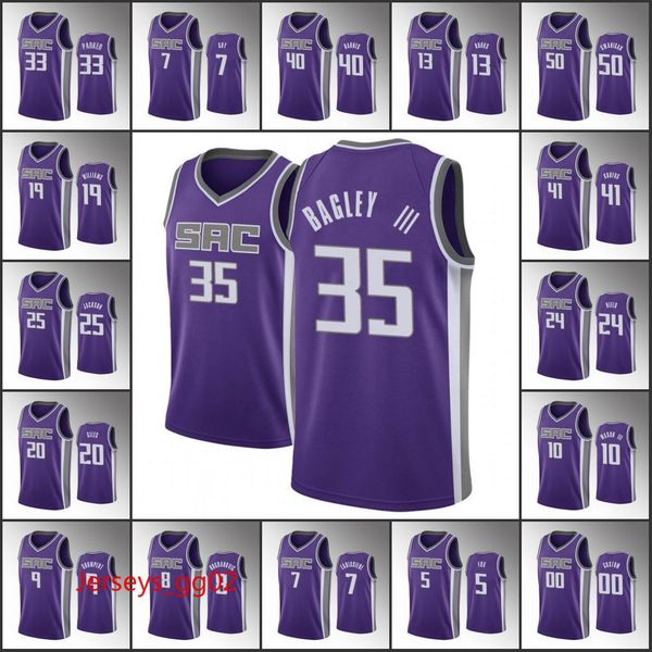 

sacramento kings men marvin bagley iii buddy hield de'aaron fox harrison barnes icon nba purple custom basketball jerseys, Black