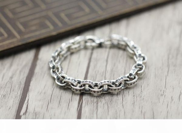 

ретро цепи мужчины "; s браслеты 925 серебряный браслет тайский серебряные ювелирные грубые punk стиль личность простой женский, Golden;silver