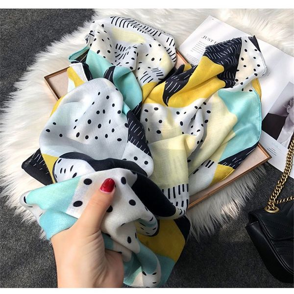 

sarves headcloth women beach silk scarf ladies print soft cotton shawl beach stole bandana muffler headband, Blue;gray