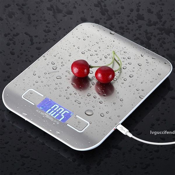 

stainless steel digital usb kitchen scales 10kg/5kg electronic precision postal food diet scale for cooking baking measure tools t200326