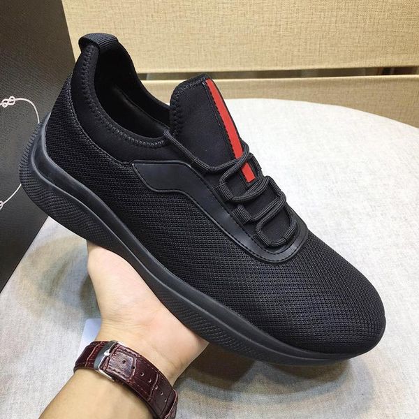 

breathable mesh and neoprene sneakers men 's shoes vintage comfortable sneakers low plus size lace -up men luxury shoes fast deliv, Black