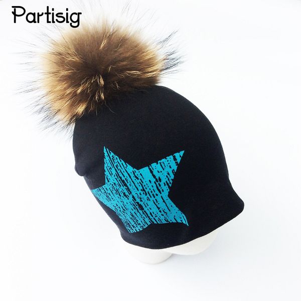 

partisig марка мода детские hat real 15см raccoon fur ball hat для мальчиков и девочек детские осень зимние шапки шапки, Yellow
