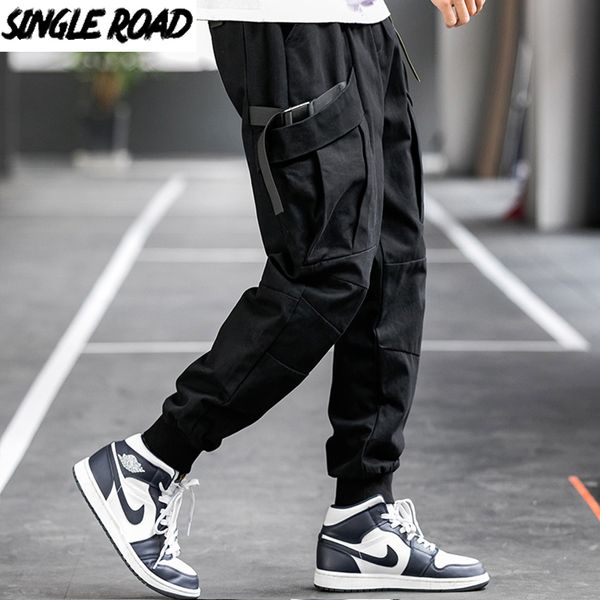 

men's pants singleroad mens cargo joggers men 2021 fashion black solid pantalon hip hop japanese streetwear trousers male