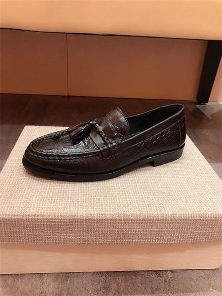 

luxury designer men sandals genuine leather with buckle and tassel sandals banquet party dress hy200603, Black