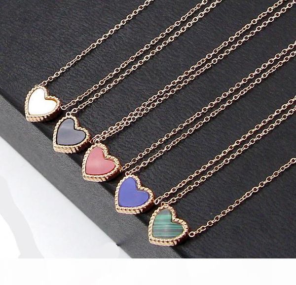 

титан сталь сердце ожерелье из розового золота женские любови ожерелье оникс агат корея ключицы моды кулон ожерелья, Silver