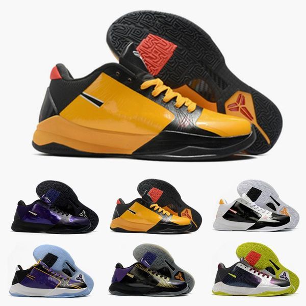 

2020 fashion mens zoom mamba 5 v protro lakers 5s basketball shoes purple yellow black mamba baskets sports trainers sneakers