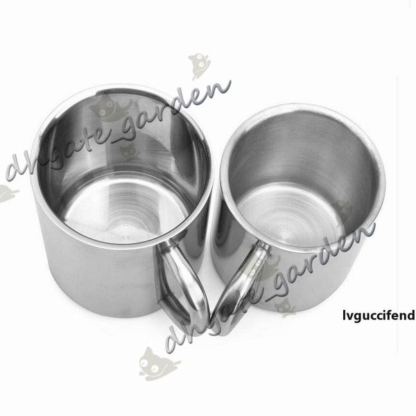 

double-layer brief stainless steel coffee mug solid color portable milk water cup travel camping drinkware