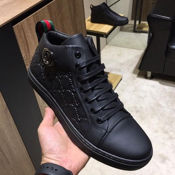 

fashion luxury mens casual shoes genuine leather lace-up men shoes quality mens sneakers fashion platforms big size for men 09, Black