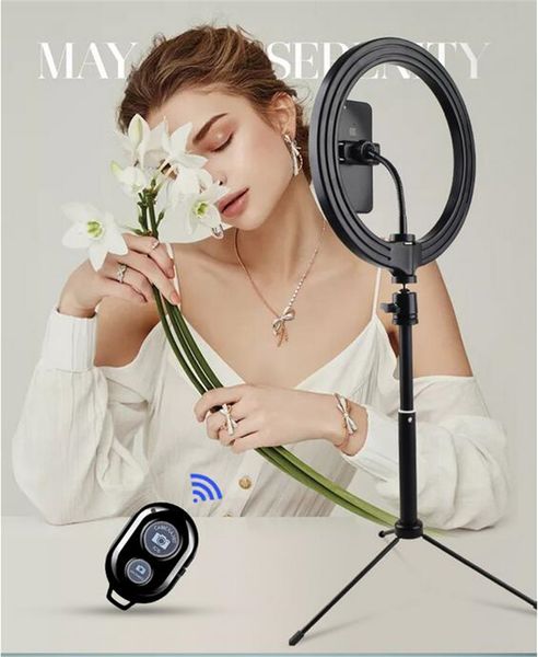 NEU 10,2-Zoll-Ringlicht mit Teleskopstange, Stativ, flexibler Handyhalter, dimmbares Beauty-Ringlicht für Live-Stream-Makeup, mit Verschluss-USV