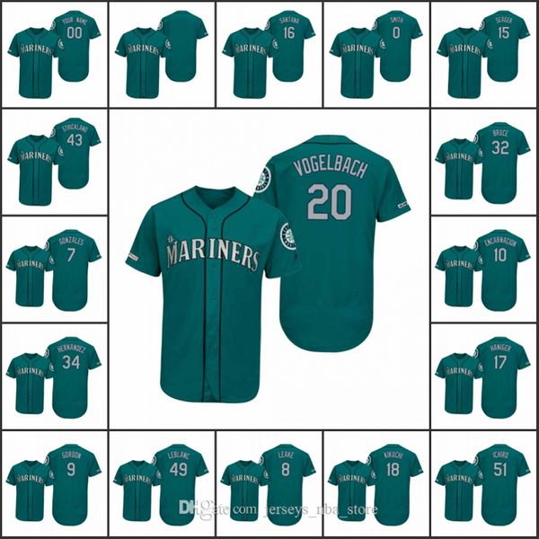 

seattle mariners men #24 ken griffey jr. 51 mariners ichiro 34 felix hernandez women youth authentic flex base custom jersey, Blue;black