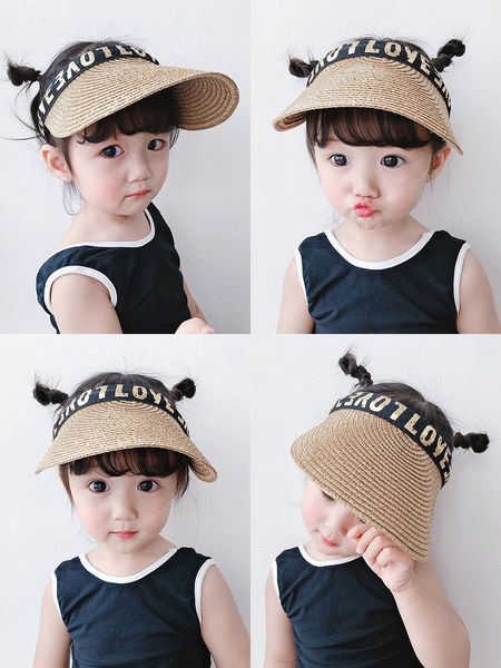 

baby children sun boys and girls empty tide thin sun summer straw hat straw hat, Blue;gray