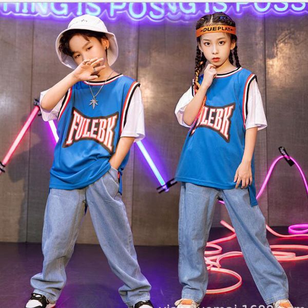 

kids festival hip hop dancing clothing loose tshirt running casual pants for girls boys jazz dance costume street clothes, Black;red