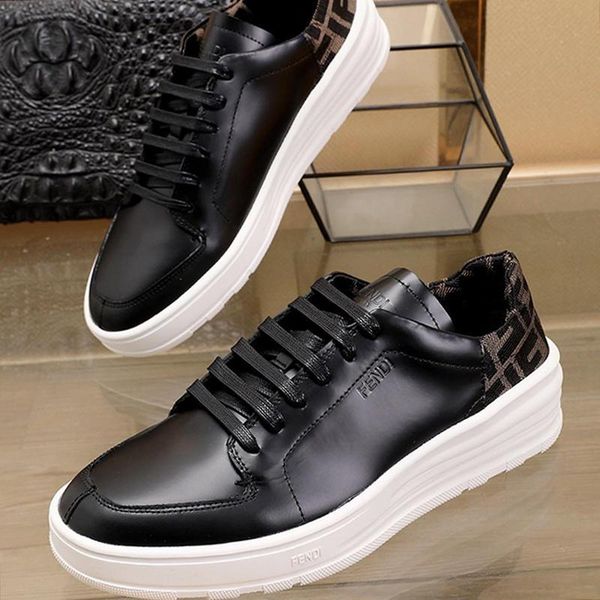 

black leather low sneaker mens shoes autumn and winter shoes lace -up sports men shoes fashion sneakers flats platf