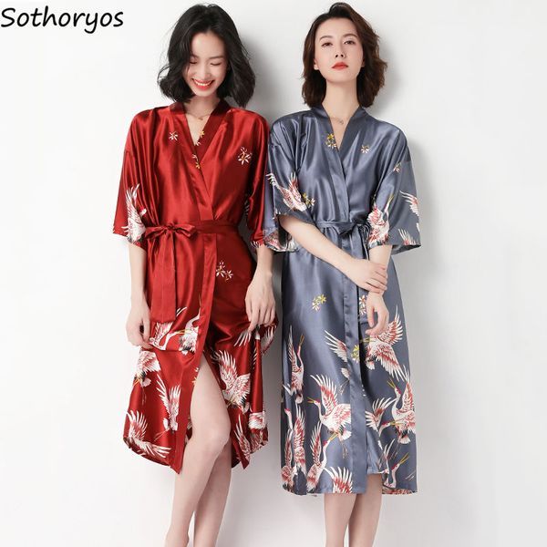 

robes women men couples spring autumn summer half sleeves silk printed oversize 3xl loose comfortable fashion elegant exquisite, Black;red