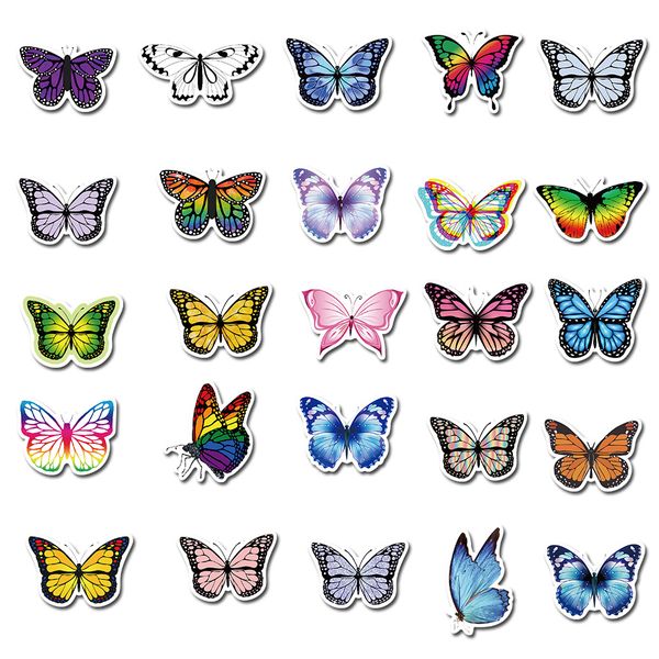 

50pcs beautiful butterfly butterflies stickers vinyl decals car lapstickers luggage notebook bottle decals wholesale lots waterproof