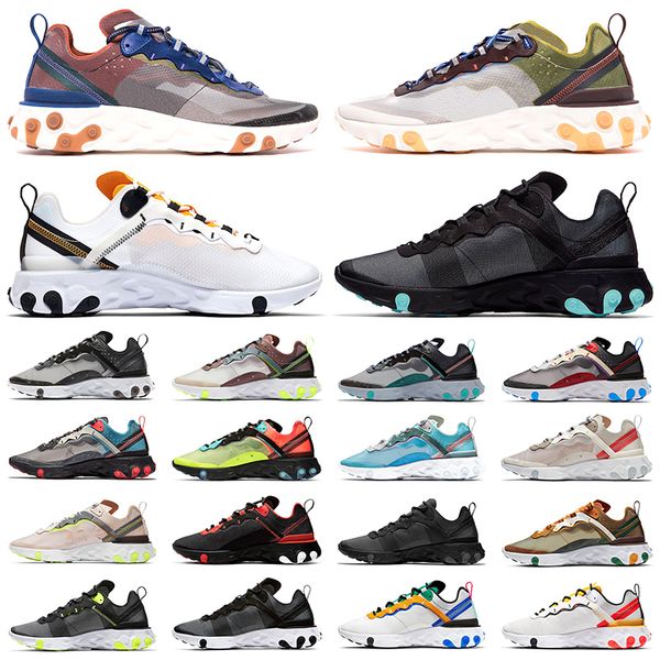 

87 react element 55 men women running shoes camo jade dusty peach royal tint triple black fashion runner mens trainers sports sneakers, White;red
