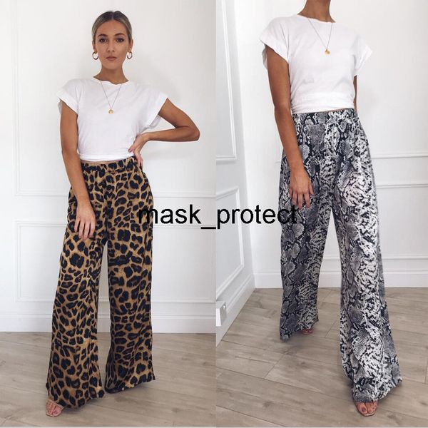 

versatile high-waist loose leopard-print wide leg pants, Black;white