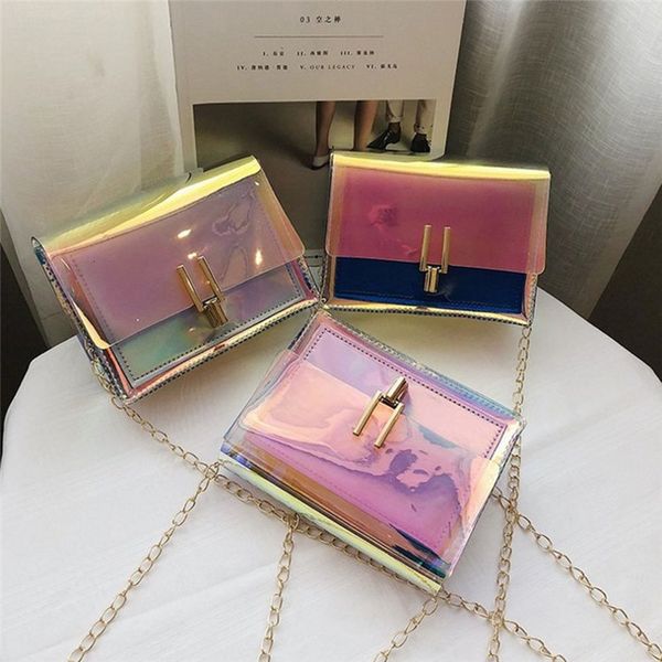 

2020 the fashion bags suit more clothing women fashion holographic bag clear transparent tote hologram handbag purse laser new